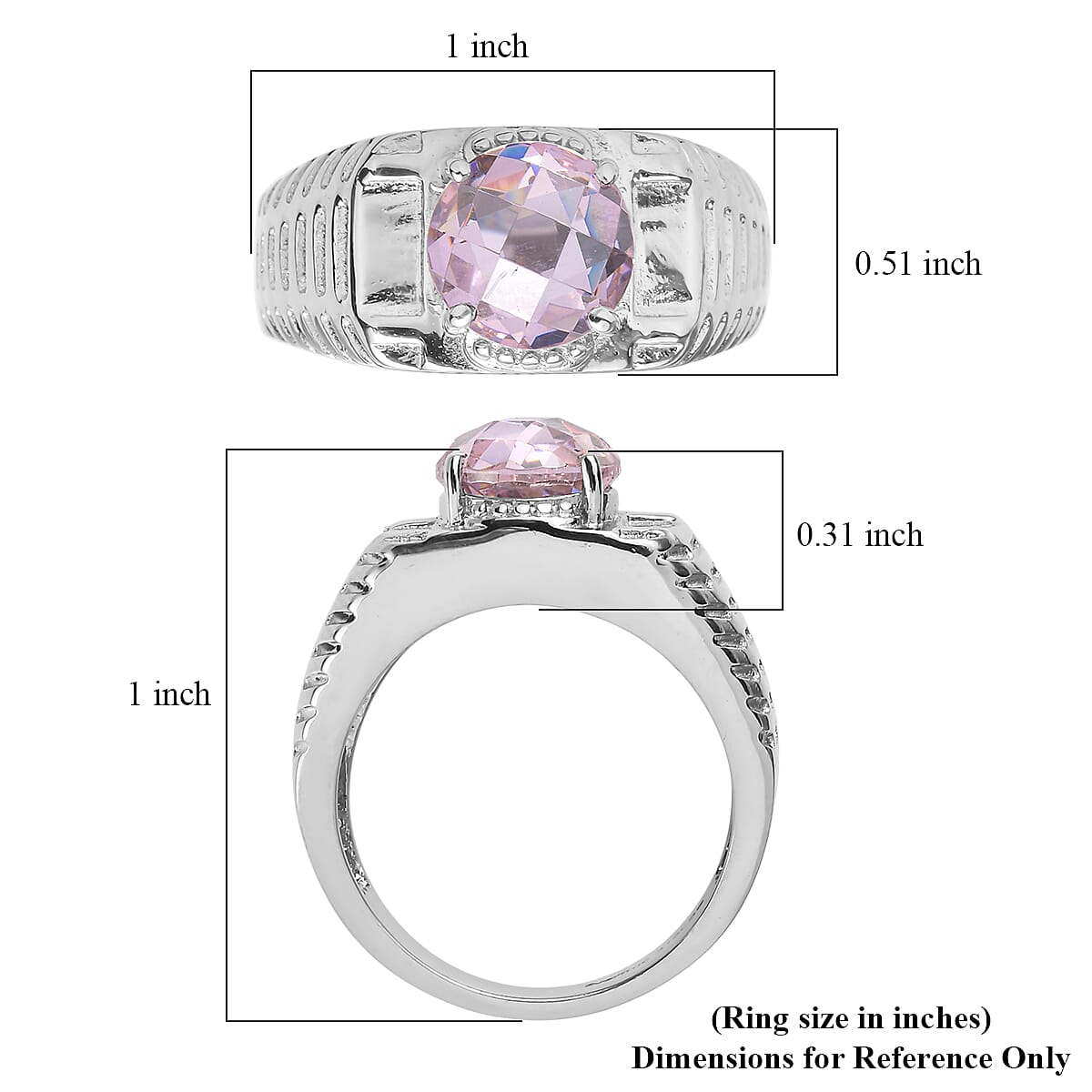 EverTrue Simulated Pink Diamond Men's Ring in Stainless Steel (Size 12.0) 5.30 ctw image number 5