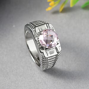 EverTrue Simulated Pink Diamond Men's Ring in Stainless Steel (Size 9.0) 5.30 ctw