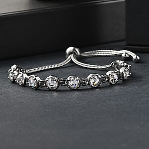 EverTrue Simulated Diamond Fancy Bracelet in Stainless Steel (10.50 In)