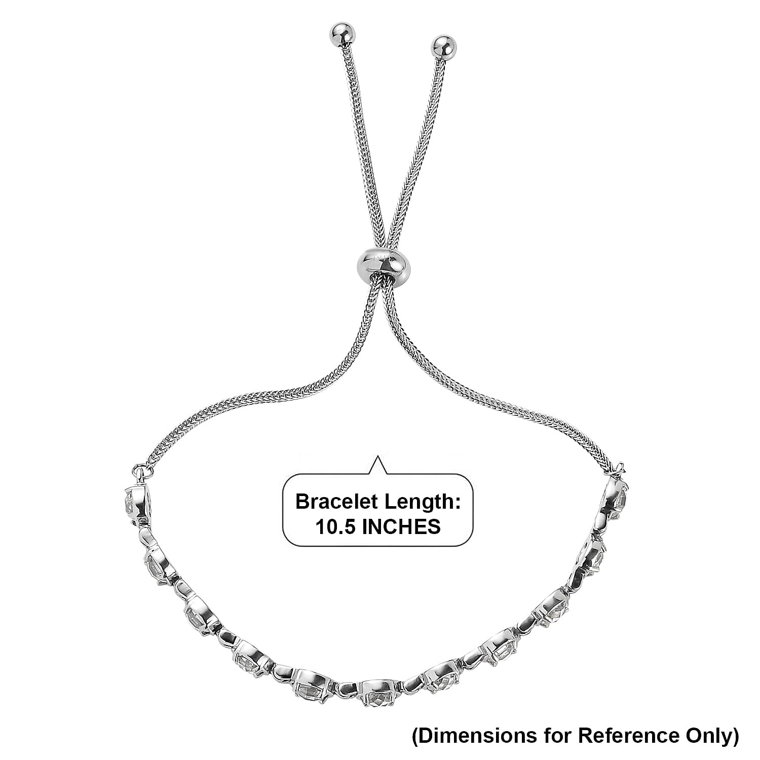 EverTrue Simulated Diamond Fancy Bracelet in Stainless Steel (10.50 In)