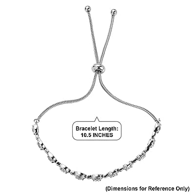 EverTrue Simulated Diamond Fancy Bracelet in Stainless Steel (10.50 In)