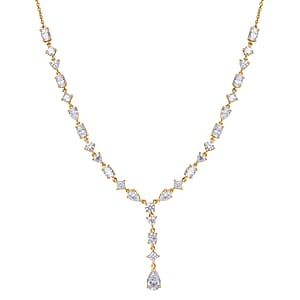 D'Joy Moissanite 10.65 ctw Cascading Droplets Necklace in 18K Vermeil Yellow Gold Over Sterling Silver 18-20 Inches