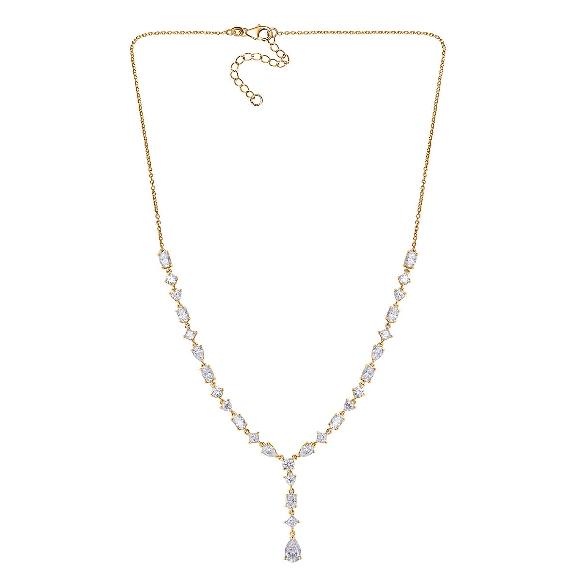 D'Joy Moissanite 10.65 ctw Cascading Droplets Necklace in 18K Vermeil Yellow Gold Over Sterling Silver 18-20 Inches image number 3