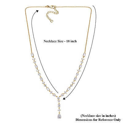 D'Joy Moissanite 10.65 ctw Cascading Droplets Necklace in 18K Vermeil Yellow Gold Over Sterling Silver 18-20 Inches
