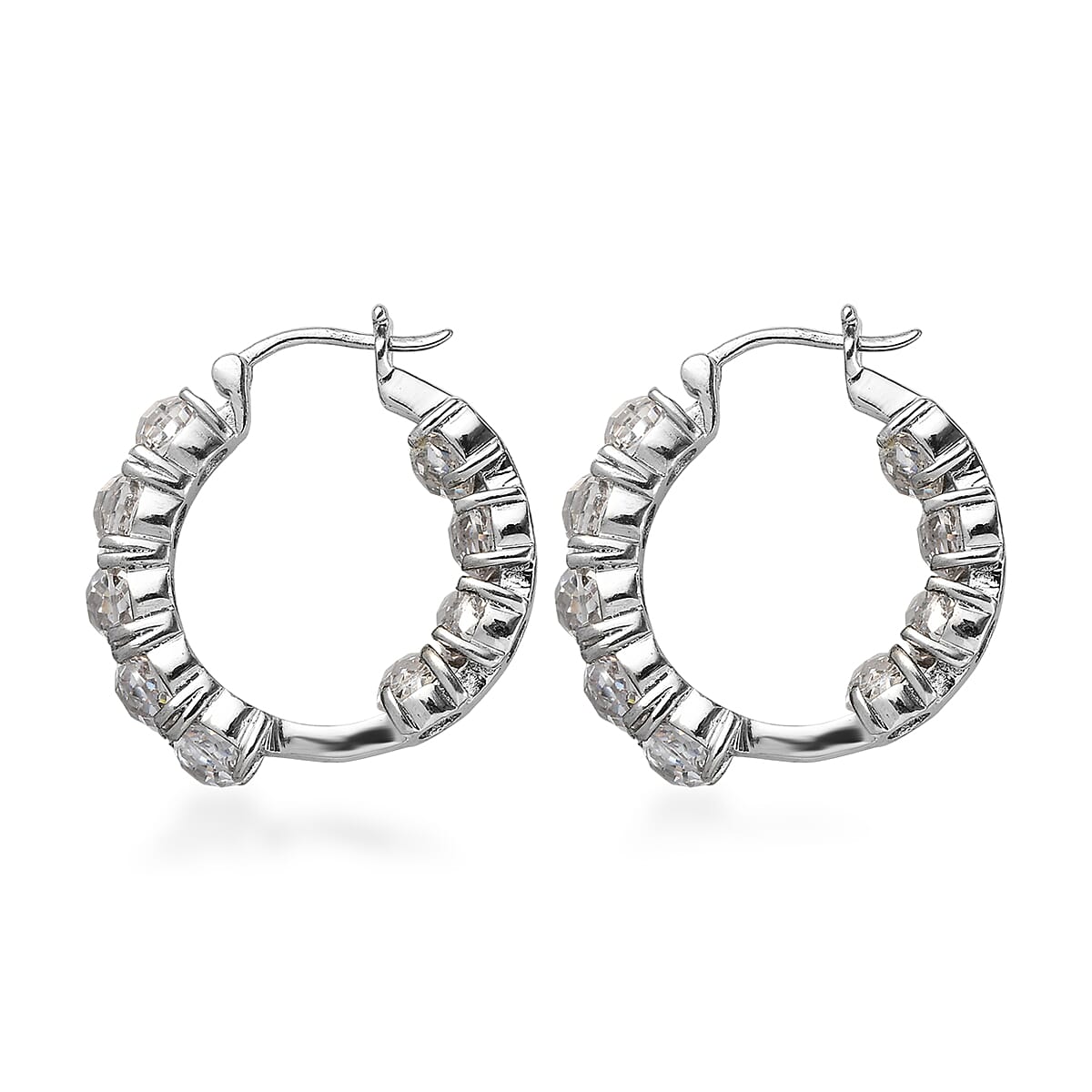 EverTrue Simulated Diamond Earrings in Stainless Steel image number 3
