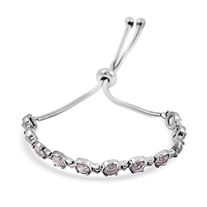 EverTrue Simulated Pink Diamond Fancy Bracelet in Stainless Steel (10.50 In)