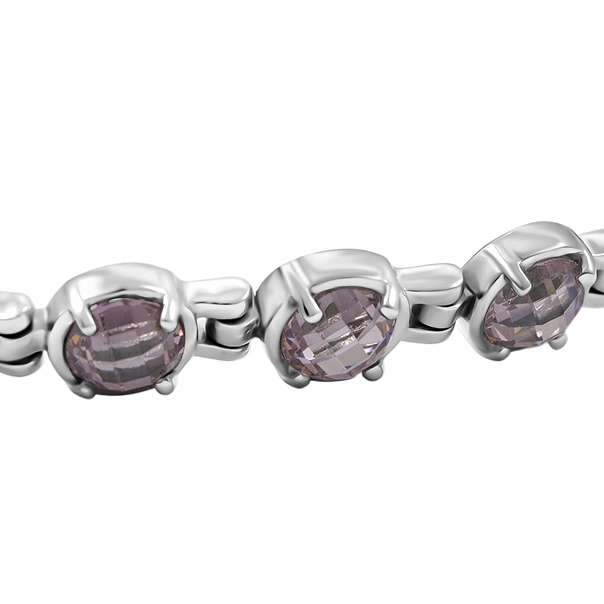 EverTrue Simulated Pink Diamond Fancy Bracelet in Stainless Steel (10.50 In) image number 3