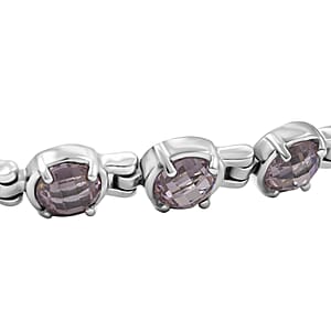 EverTrue Simulated Pink Diamond Fancy Bracelet in Stainless Steel (10.50 In)