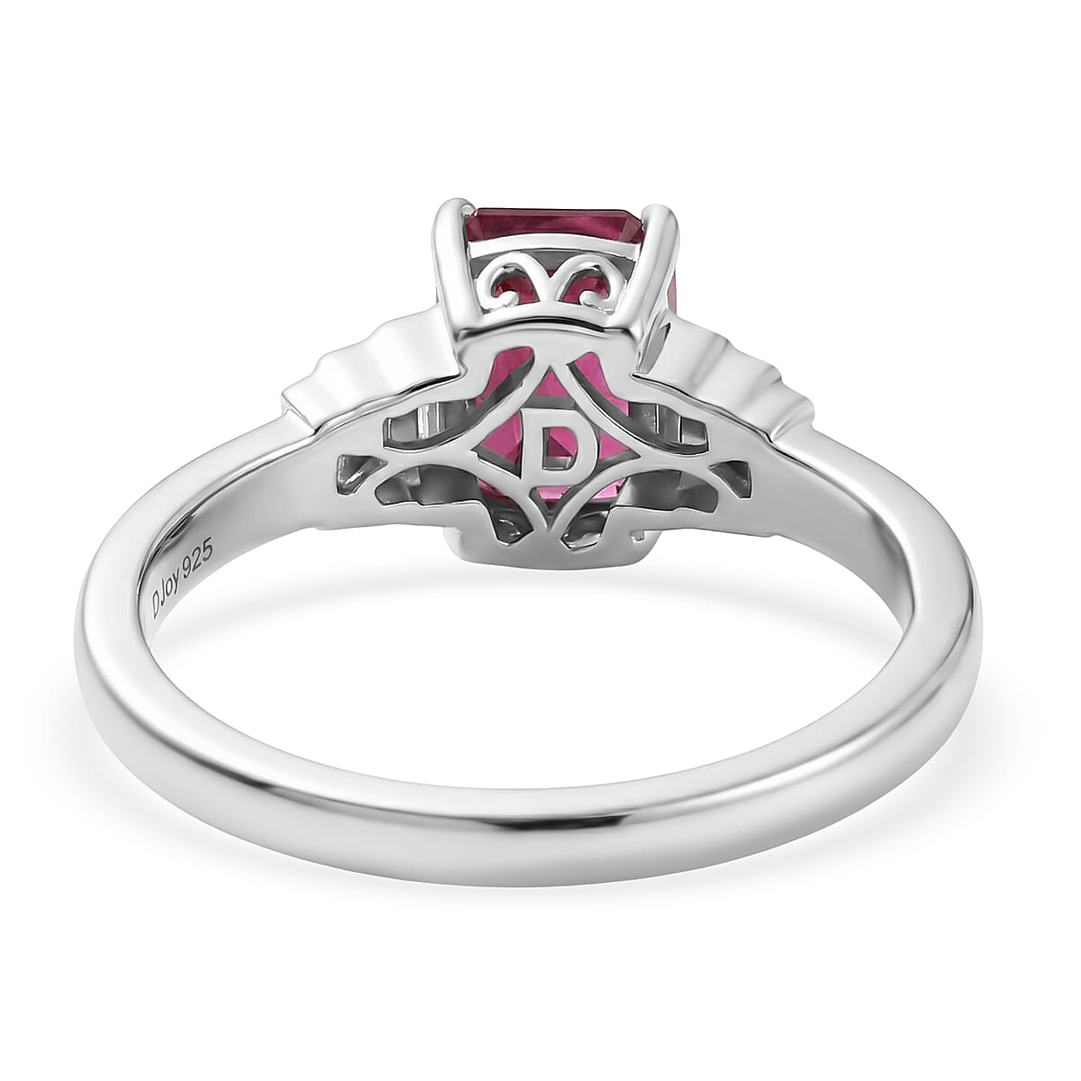 D'Joy Niassa Ruby (FF) and Moissanite 2.60 ctw Crimson Passion Ring in Rhodium Over Sterling Silver (Size 8.0)