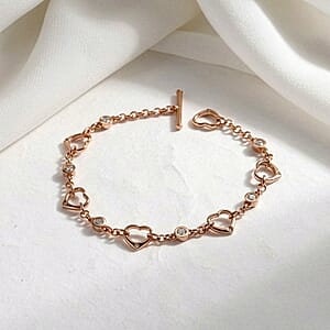 EverTrue Moissanite 0.75 ctw Forever Linked Hearts Bracelet in 18K Rose Gold Plated (7.25 In)