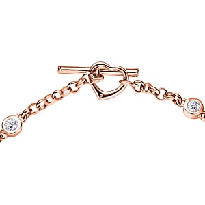 EverTrue Moissanite 0.75 ctw Forever Linked Hearts Bracelet in 18K Rose Gold Plated (7.25 In)