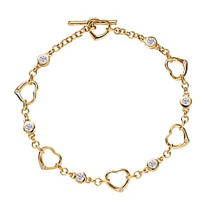 EverTrue Moissanite 0.75 ctw Forever Linked Hearts Bracelet in 18K YG Plat (7.25 In) 