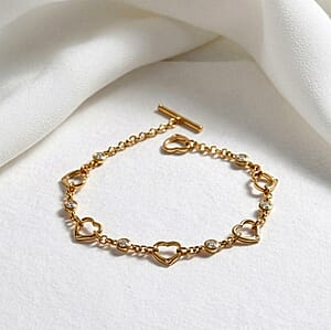 EverTrue Moissanite 0.75 ctw Forever Linked Hearts Bracelet in 18K YG Plat (7.25 In) 