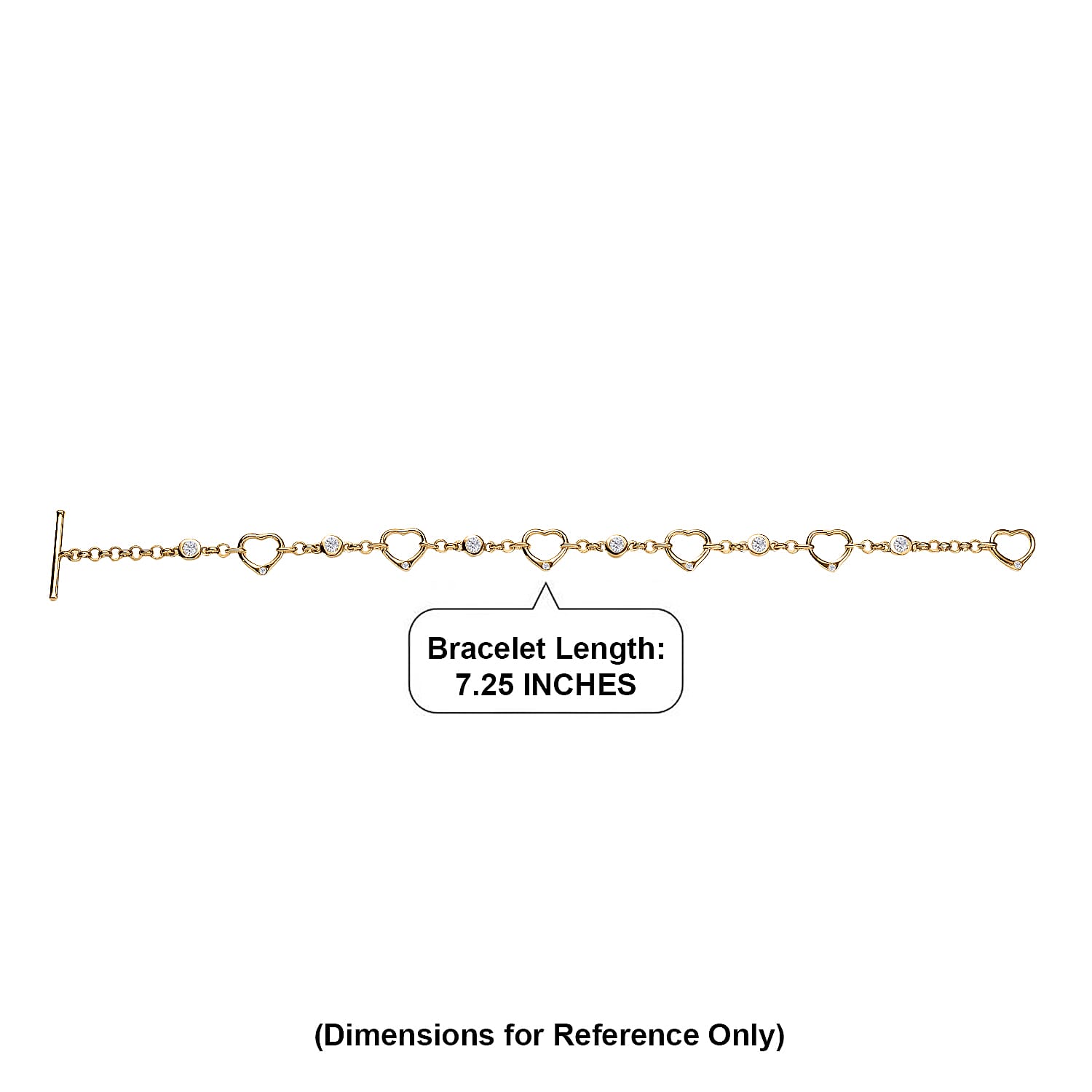 EverTrue Moissanite 0.75 ctw Forever Linked Hearts Bracelet in 18K YG Plat (7.25 In)