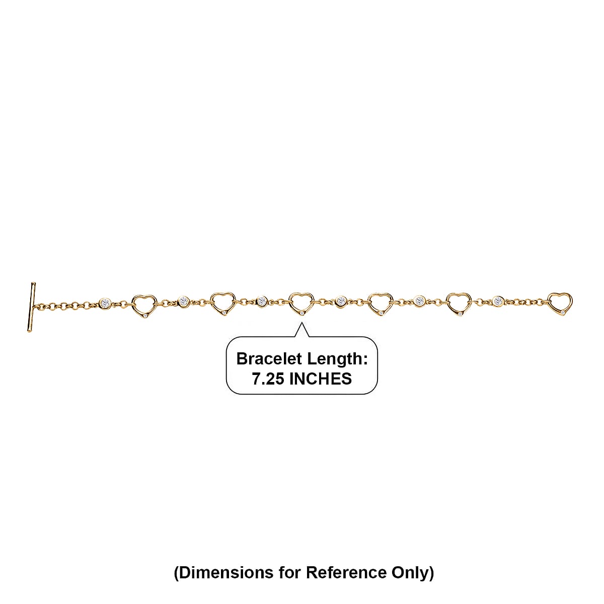 EverTrue Moissanite 0.75 ctw Forever Linked Hearts Bracelet in 18K YG Plat (7.25 In)  image number 4