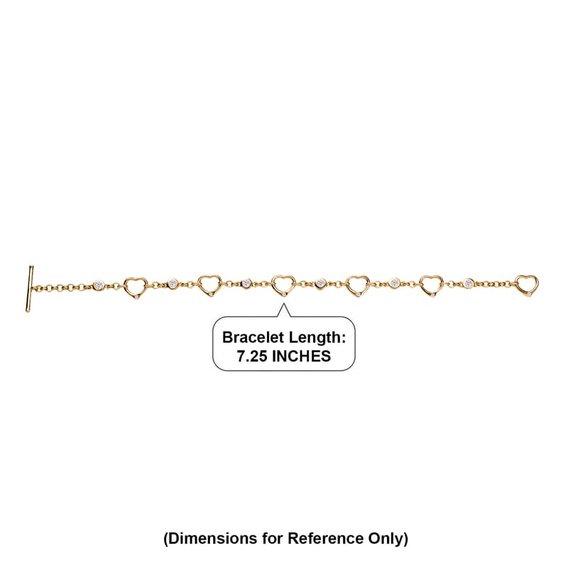 EverTrue Moissanite 0.75 ctw Forever Linked Hearts Bracelet in 18K YG Plat (7.25 In)
