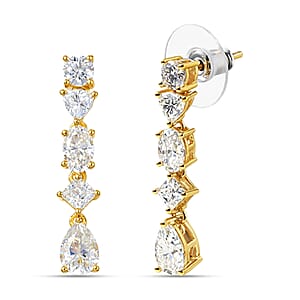 D'Joy Moissanite 3.65 ctw Cascading Droplets Earrings in 18K Vermeil Yellow Gold Over Sterling Silver