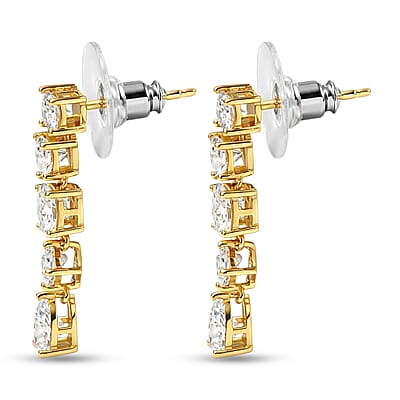 D'Joy Moissanite 3.65 ctw Cascading Droplets Earrings in 18K Vermeil Yellow Gold Over Sterling Silver
