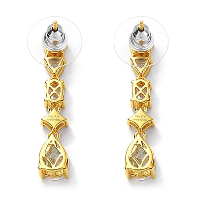 D'Joy Moissanite 3.65 ctw Cascading Droplets Earrings in 18K Vermeil Yellow Gold Over Sterling Silver