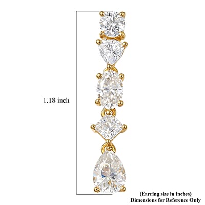 D'Joy Moissanite 3.65 ctw Cascading Droplets Earrings in 18K Vermeil Yellow Gold Over Sterling Silver