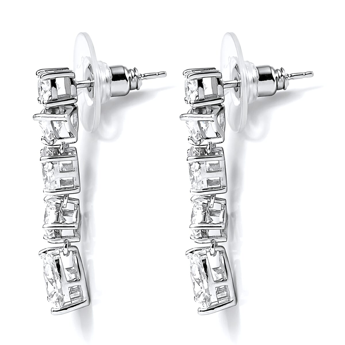 D'Joy Moissanite 3.65 ctw Cascading Droplets Earrings in Rhodium Over Sterling Silver image number 3