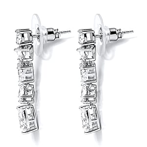 D'Joy Moissanite 3.65 ctw Cascading Droplets Earrings in Rhodium Over Sterling Silver