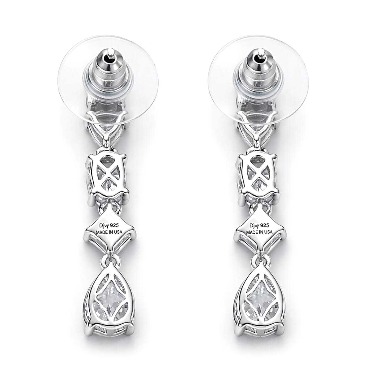 D'Joy Moissanite 3.65 ctw Cascading Droplets Earrings in Rhodium Over Sterling Silver image number 4