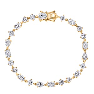 D'Joy Moissanite 8.15 ctw Cascading Droplets Bracelet in 18K Vermeil Yellow Gold Over Sterling Silver (7.25 In)