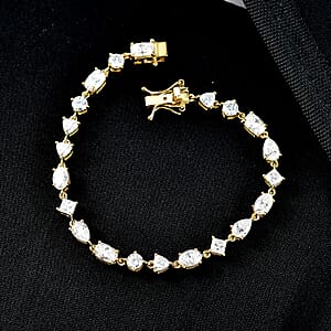 D'Joy Moissanite 8.15 ctw Cascading Droplets Bracelet in 18K Vermeil Yellow Gold Over Sterling Silver (7.25 In)