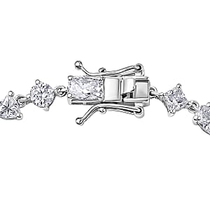 D'Joy Moissanite 8.15 ctw Cascading Droplets Bracelet in Rhodium Over Sterling Silver (7.25 In)