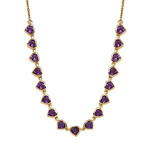 EverTrue African Amethyst 7.15 ctw Amour Necklace in 18K YG Plated and ION Plated YG Stainless Steel 18-20 Inches 