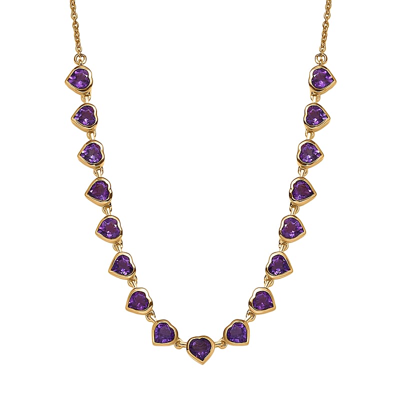 EverTrue African Amethyst 7.15 ctw Heart Journey Necklace in 18K YG Plated and ION Plated YG Stainless Steel 18-20 Inches