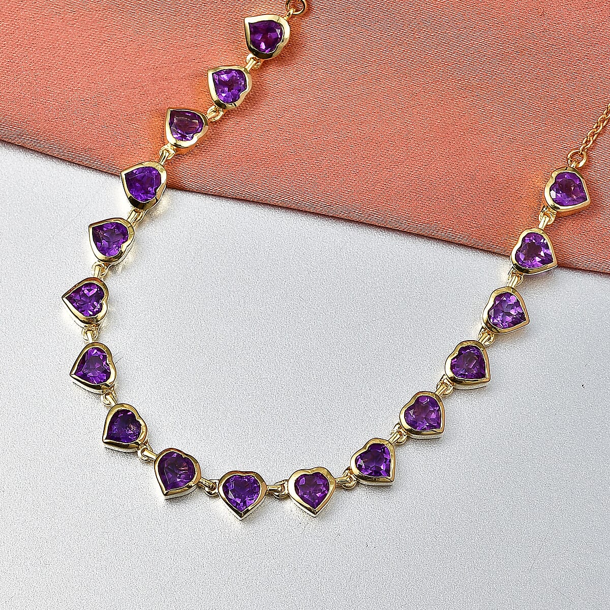 EverTrue African Amethyst 7.15 ctw Amour Necklace in 18K YG Plated and ION Plated YG Stainless Steel 18-20 Inches  image number 1