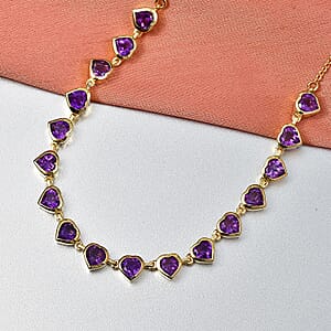 EverTrue African Amethyst 7.15 ctw Amour Necklace in 18K YG Plated and ION Plated YG Stainless Steel 18-20 Inches 
