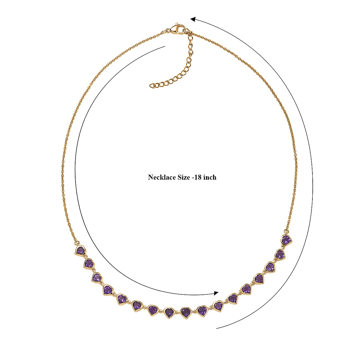 EverTrue African Amethyst 7.15 ctw Amour Necklace in 18K YG Plated and ION Plated YG Stainless Steel 18-20 Inches  image number 5