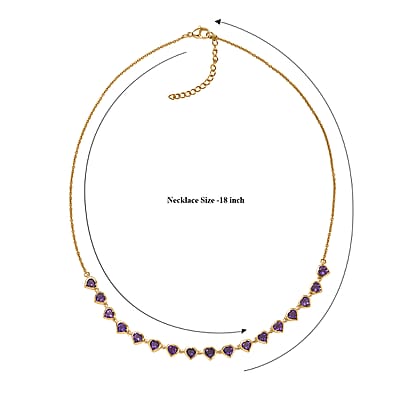 EverTrue African Amethyst 7.15 ctw Heart Journey Necklace in 18K YG Plated and ION Plated YG Stainless Steel 18-20 Inches