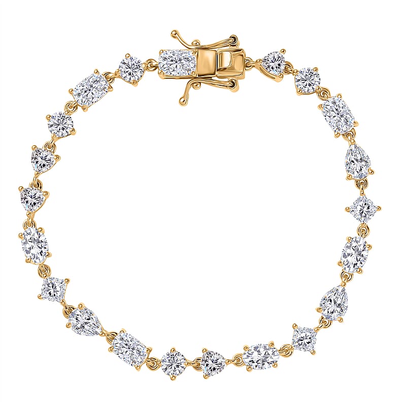 D'Joy Moissanite 8.15 ctw Cascading Droplets Bracelet in 18K Vermeil Yellow Gold Over Sterling Silver (6.50 In)