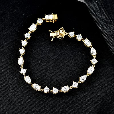 D'Joy Moissanite 8.15 ctw Cascading Droplets Bracelet in 18K Vermeil Yellow Gold Over Sterling Silver (6.50 In)