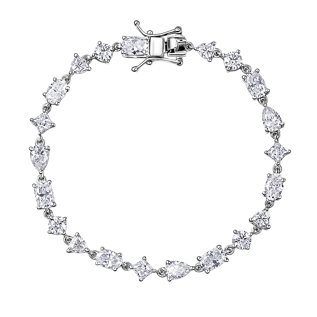 D'Joy Moissanite 8.15 ctw Cascading Droplets Bracelet in Rhodium Over Sterling Silver (6.50 In) image number 0
