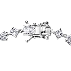 D'Joy Moissanite 8.15 ctw Cascading Droplets Bracelet in Rhodium Over Sterling Silver (6.50 In)
