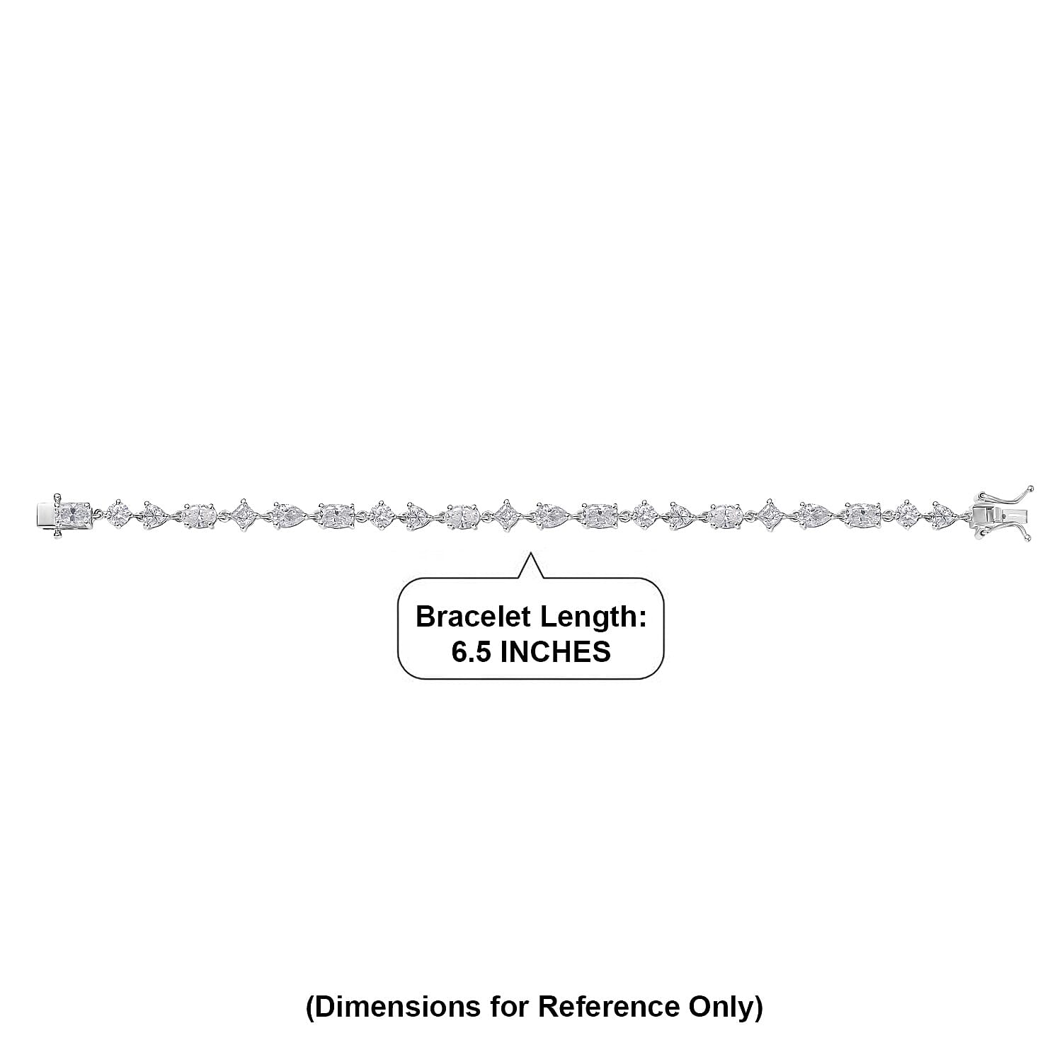 D'Joy Moissanite 8.15 ctw Cascading Droplets Bracelet in Rhodium Over Sterling Silver (6.50 In)