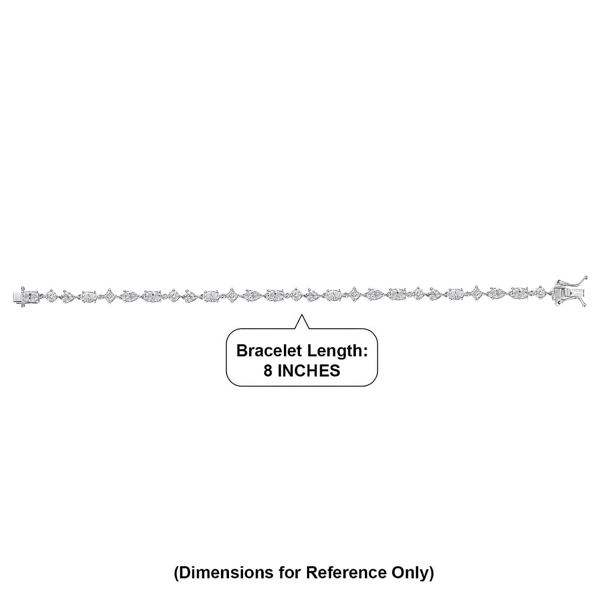 D'Joy Moissanite 8.15 ctw Cascading Droplets Bracelet in Rhodium Over Sterling Silver (8.00 In) image number 4