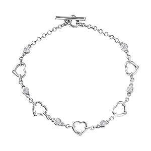 EverTrue Moissanite Forever Linked Hearts Bracelet in Platinum Bond (8.00 In) 0.75 ctw