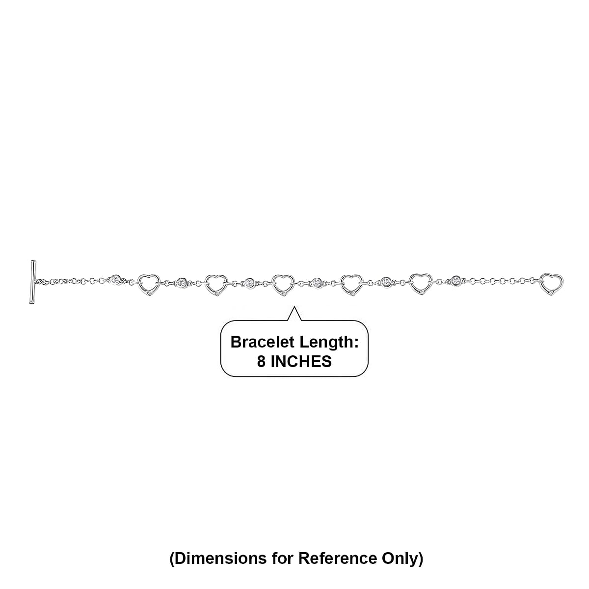 EverTrue Moissanite Forever Linked Hearts Bracelet in Platinum Bond (8.00 In) 0.75 ctw image number 4