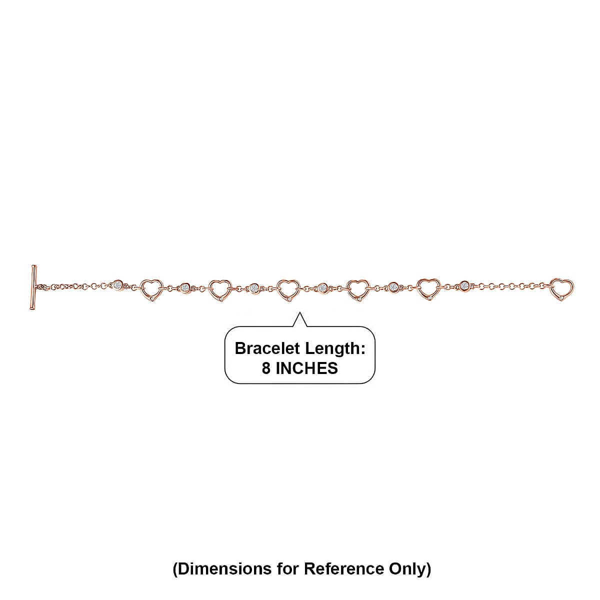 EverTrue Moissanite 0.75 ctw Forever Linked Hearts Bracelet in 18K RG Plated (8.00 In) image number 4