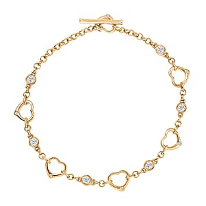 EverTrue Moissanite 0.75 ctw Forever Linked Hearts Bracelet in 18K YG Plated (8.00 In)
