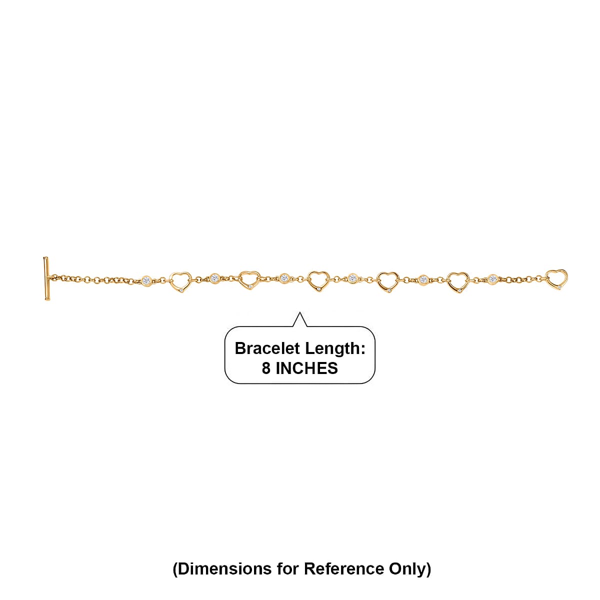 EverTrue Moissanite 0.75 ctw Forever Linked Hearts Bracelet in 18K YG Plated (8.00 In) image number 4