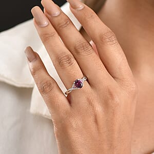 D'Joy Radiant Ember Garnet and Multi Gemstone 1.20 ctw Infinity Ring in Rhodium Over Sterling Silver (Size 7.0)