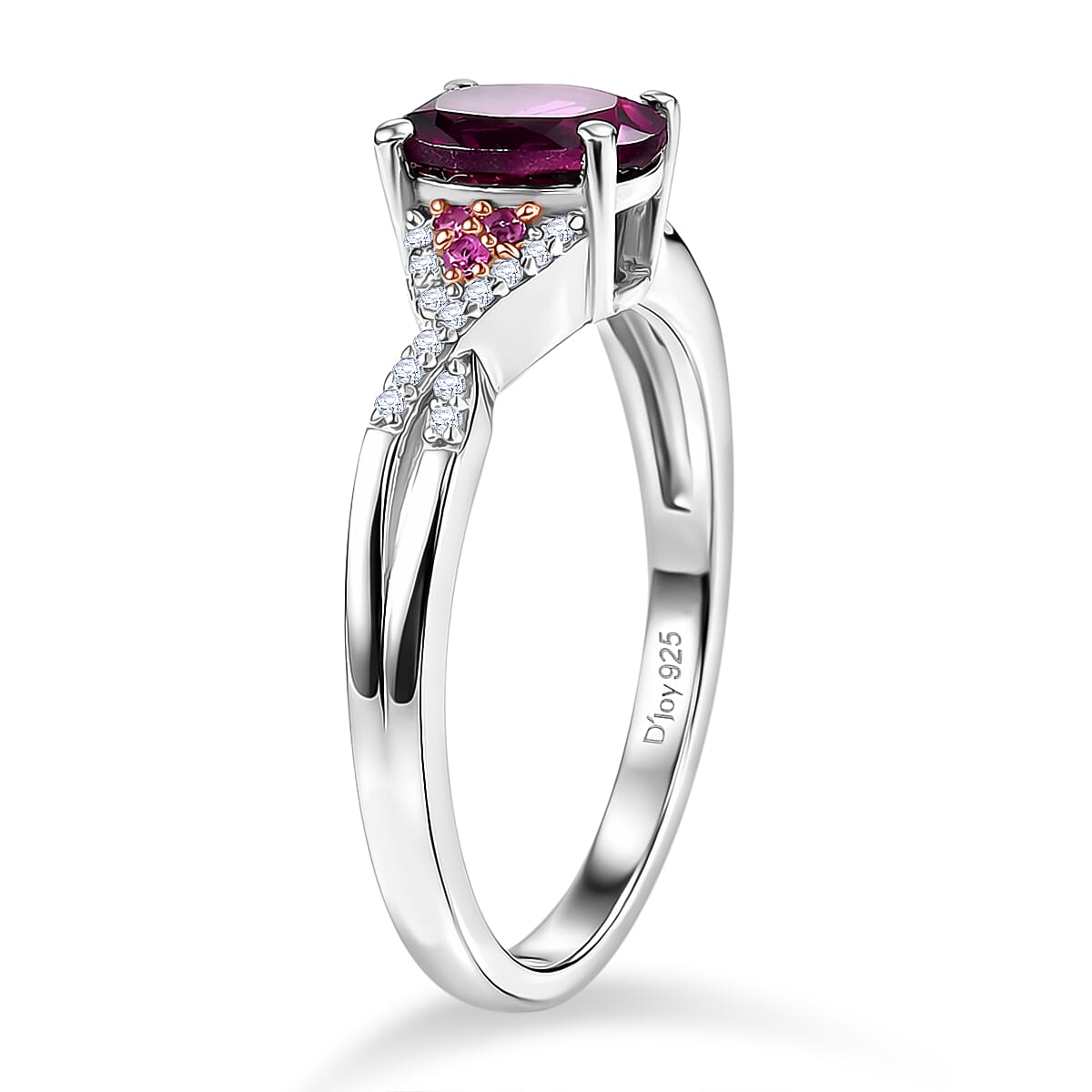 D'Joy Radiant Ember Garnet and Multi Gemstone 1.20 ctw Infinity Ring in Rhodium Over Sterling Silver (Size 8.0) image number 3