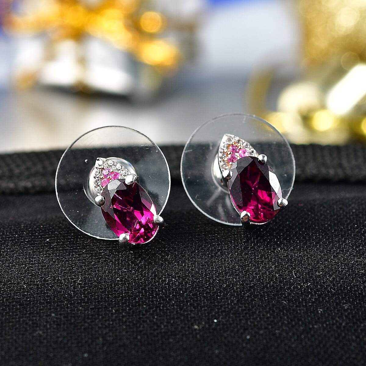 D'Joy Radiant Ember Garnet and Multi Gemstone 2.10 ctw Earrings in Rhodium Over Sterling Silver image number 1